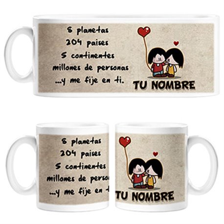 Taza Feliz San Valentín Amor personalizable con nombre