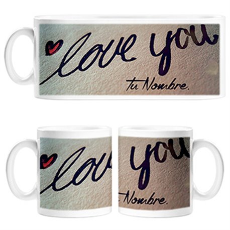 Taza I Love You feliz San Valentín personalizable con nombre