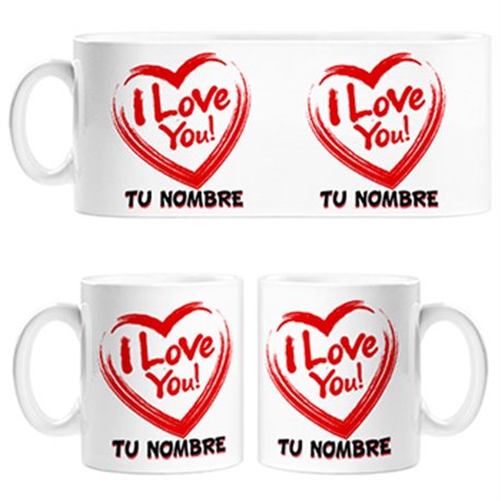 Taza I Love You personalizable con nombre