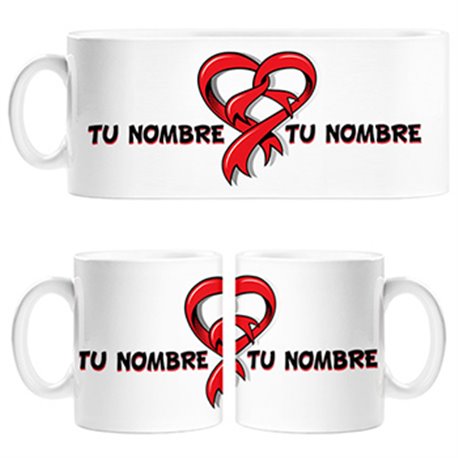 Taza lazo corazón personalizable con nombre