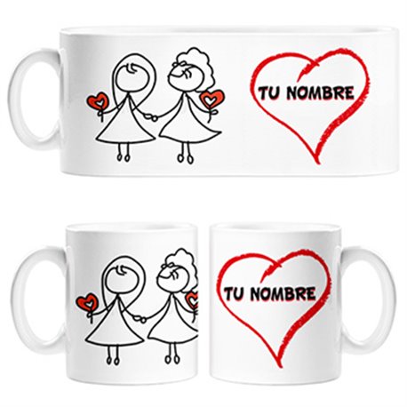 Taza LGTB chicas enamoradas personalizable con nombre