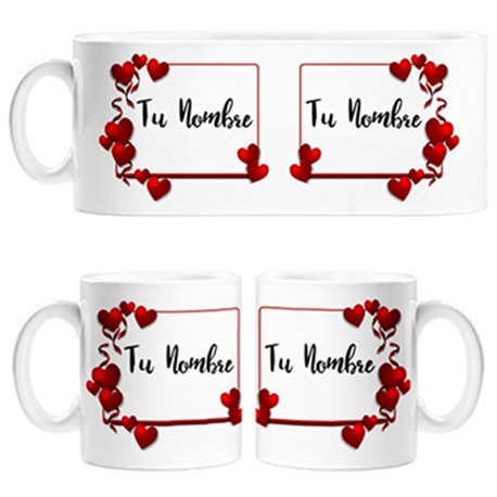 Taza San Valentín para enamorados personalizable con nombre