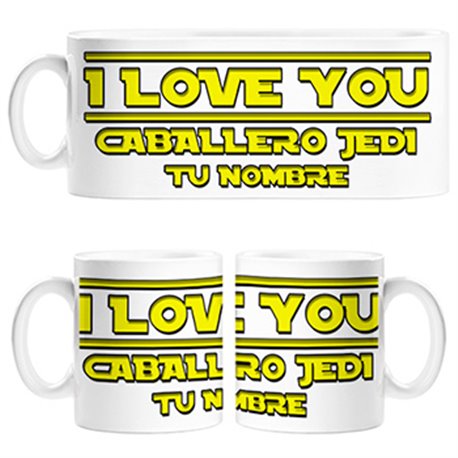 Taza Star Wars I Love You Caballero Jedi personalizable con nombre