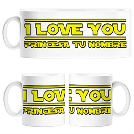 Taza Star Wars I Love You princesa personalizable con nombre