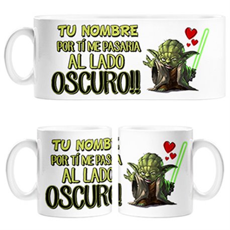 Taza Star Wars por ti me pasaría al lado oscuro amor friki personalizable con nombre