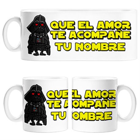 Taza Star Wars regalo friki San Valentín que el amor te acompañe personalizable con nombre