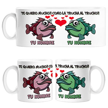 Taza taza para novio novia te quiero mucho como la trucha al trucho personalizable con nombre