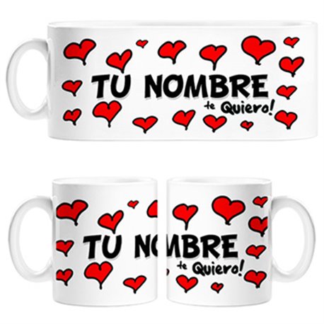 Taza te quiero cariño amor corazón personalizable con nombre