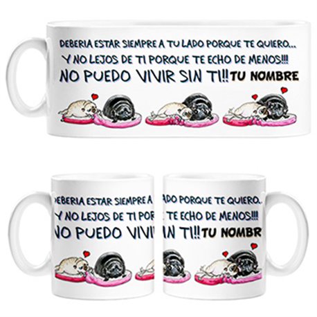Taza amor perritos personalizable con nombre