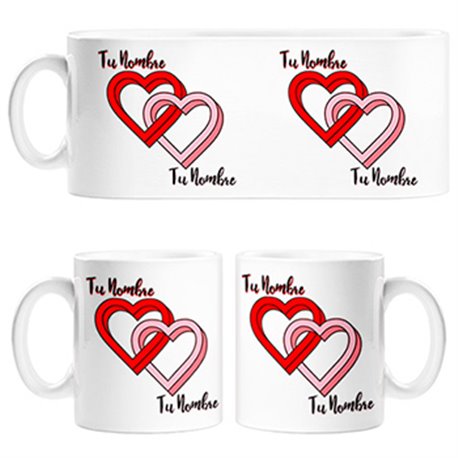 Taza corazones unidos relación de amor casados personalizable con nombre