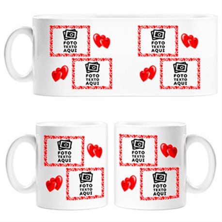 Taza personalizada con foto dos marcos te quiero amor San Valentín