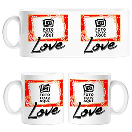 Taza personalizada con foto Love marco San Valentín