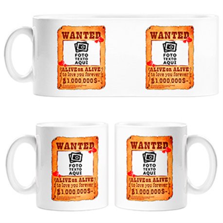 Taza personalizada con foto Love Wanted el más buscado