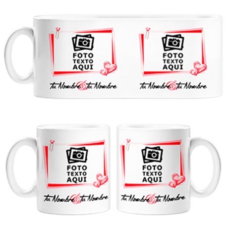 Taza personalizada con foto y nombres San Valentín