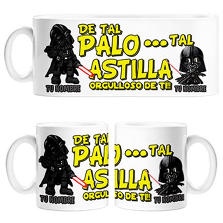 Taza de tal palo tal astilla Star Wars orgulloso de ti papá personalizable con nombre