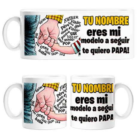 Taza eres mi modelo a seguir te quiero papá personalizable con nombre