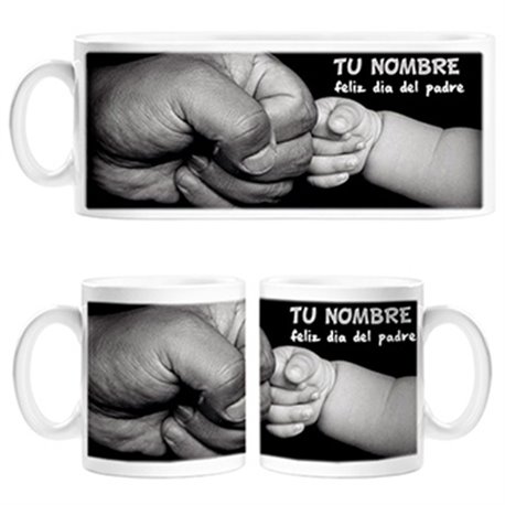 Taza Feliz día del Padre papá y recién nacido personalizable con nombre
