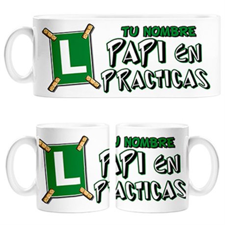 Taza papi en prácticas padre novato personalizable con nombre