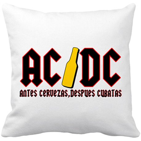 Cojín con relleno ACDC Antes Cervezas Después Cubatas