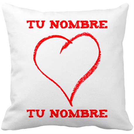 Cojín con relleno corazón personalizable con nombre de la pareja