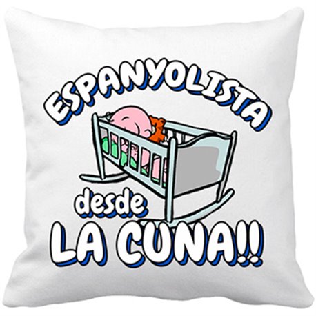 Cojín con relleno Espanyolista Perico desde la cuna Espanyol fútbol