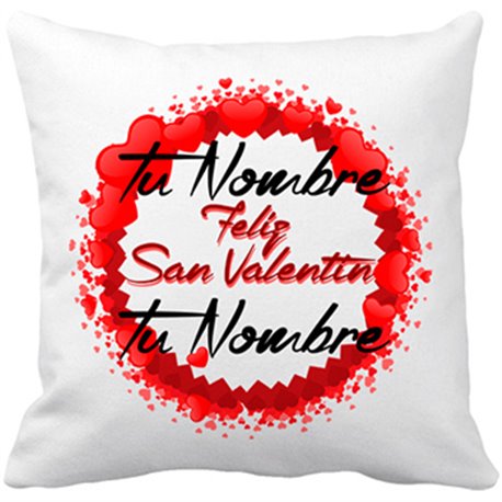 Cojín con relleno feliz San Valentín personalizable con nombre