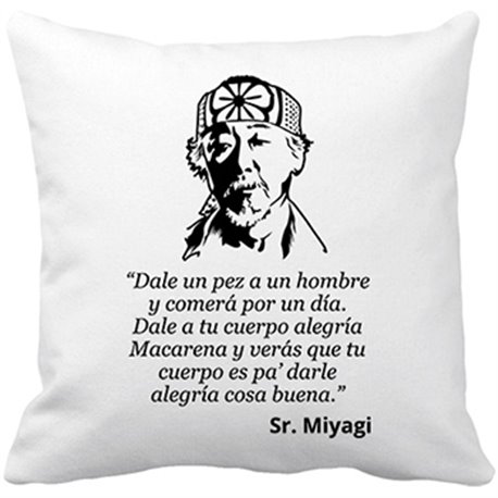 Cojín con relleno frase cachonda Sr Miyagi Cojín con relleno frase cachonda Sr Miyagi