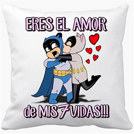 Cojín con relleno Batman Catwoman eres el amor de mis siete vidas