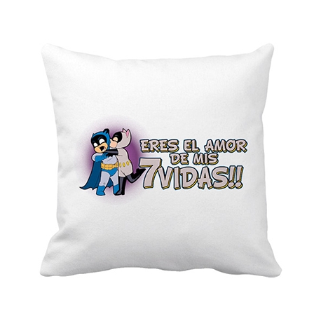 Cojín con relleno Batman Catwoman eres el amor de mis 7 vidas