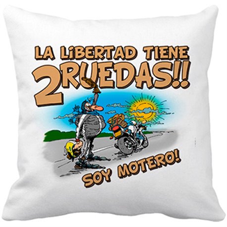 Cojín con relleno la libertad tiene dos ruedas soy motero