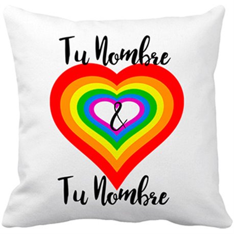 Cojín con relleno Love corazón LGTB personalizable con nombre