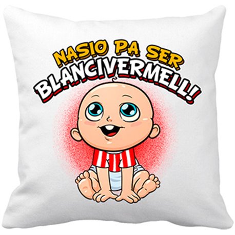 Cojín con relleno nacido para ser Blanc i Vermell para aficionado al fútbol de Girona
