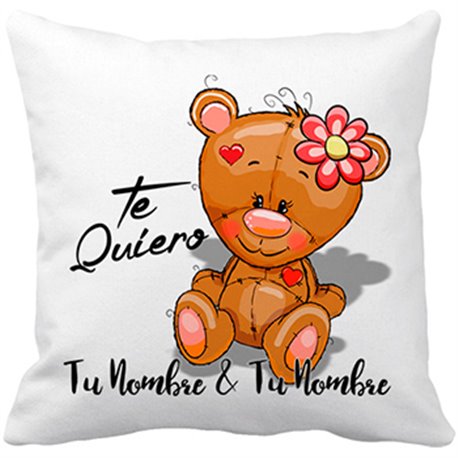 Cojín con relleno osito te quiero personalizable con nombre
