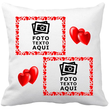 Cojín con relleno personalizada con foto dos marcos te quiero amor San Valentín