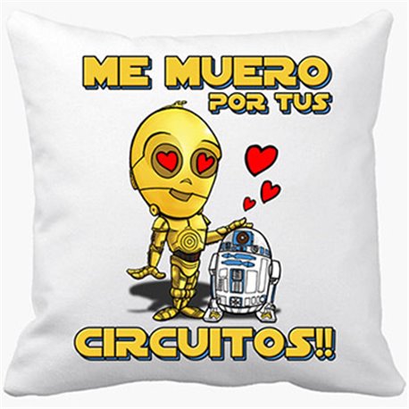 Cojín con relleno parodia me muero por tus circuitos regalo friki de amor