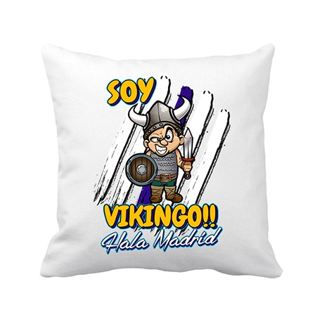 Cojín con relleno soy Vikingo Hala Madrid merengue