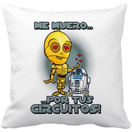 Cojín con relleno Star Wars me muero por tus circuitos C3P0 y R2D2 androide