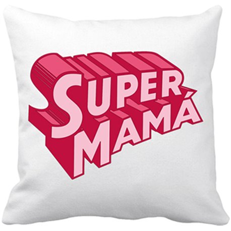Cojín con relleno super mamá logo