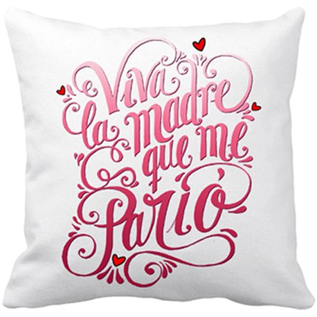 Cojín con relleno viva la madre que me parió rosa
