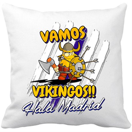 Cojín con relleno vamos Vikingos Madrid fútbol merengues