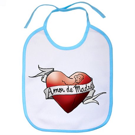 Babero Amor de madre blanco azul