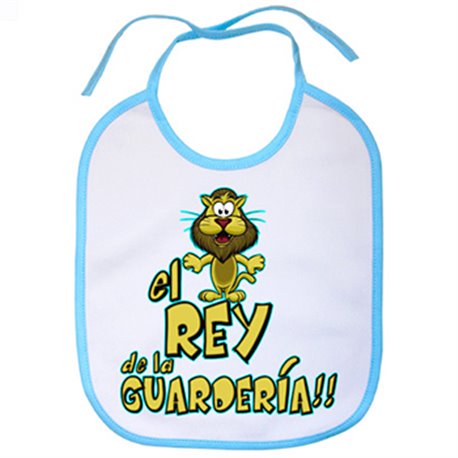 Babero El rey de la guardería blanco azul