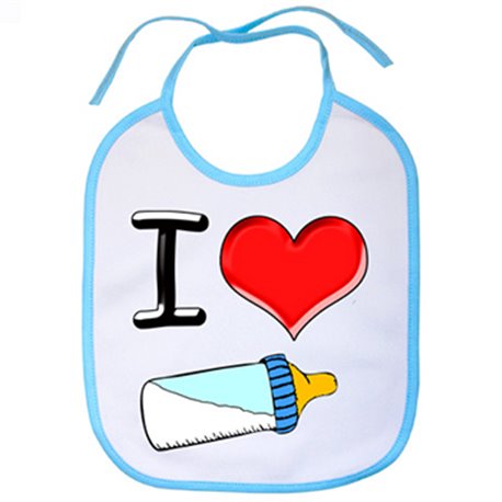 Babero I love biberón blanco azul