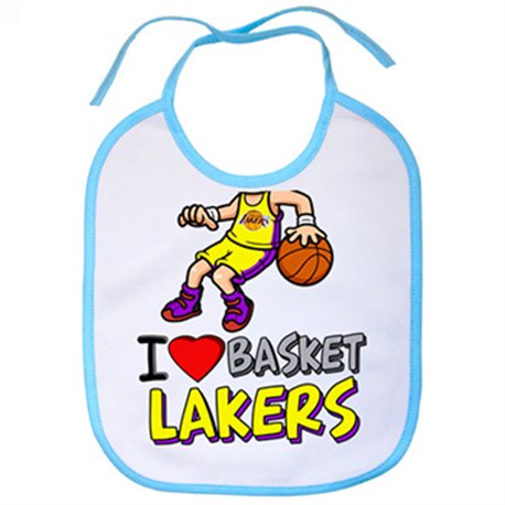Babero I love basket Lakers blanco azul