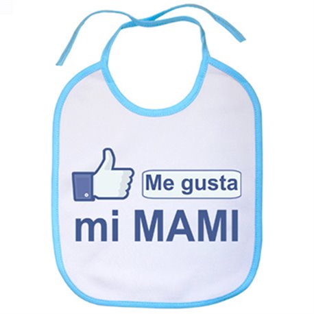 Babero Me gusta mi mami blanco azul