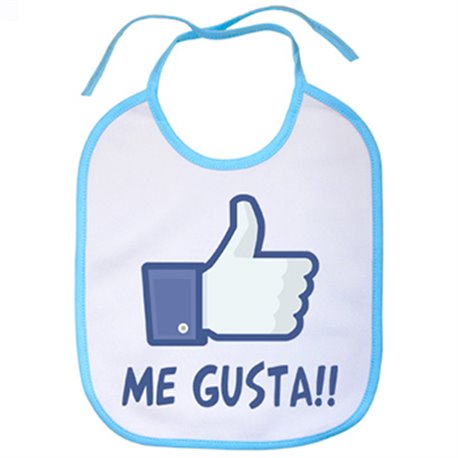 Babero Me gusta blanco azul