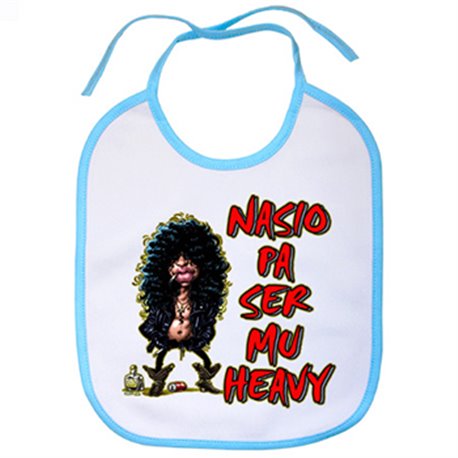 Babero Nasio pa ser muy heavy blanco azul