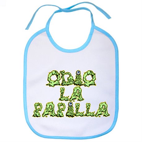 Babero Odio la papilla blanco azul