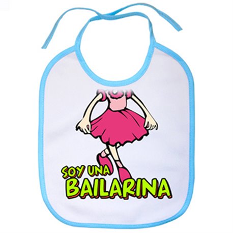 Babero Soy una bailarina blanco azul
