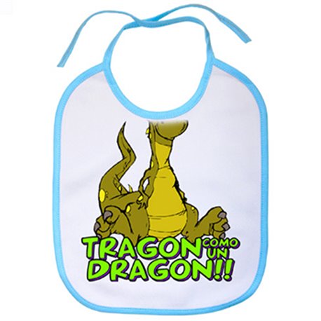 Babero Tragón como un dragón  blanco azul